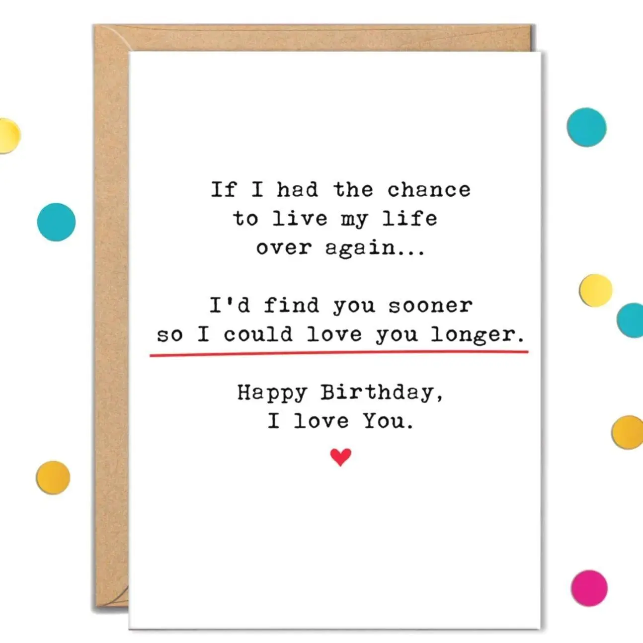 I Love You Birthday Card, Wish I Found You Sooner Card, Romantic Card for Boyfriend, Girlfriend, Card with Envelope
