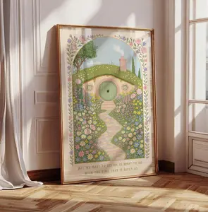 [Sale Up To 30%][UNFRAMED] Wise Journey Quote Fantasy Village Landscape Poster Wall Art