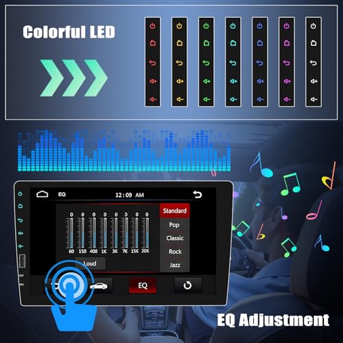 1080P Touch Screen Single Din Car Stereo,9 Inch 1 Din Car Radio with Mirror Link Bluetooth Hands-Free Call FM Radio Car Audio Support SWC USB EQ Backup Camera