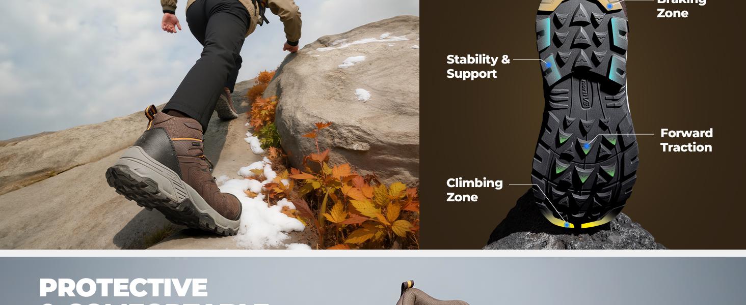 【WATERPROOFING】NORTIV 8 Men's Armadillo 3.0 Waterproof PRO Hiking Boots All Seasons Lightweight Non-Slip Arch Support Trekking Camping Ankle Boots Outdoorfun SpringStatements