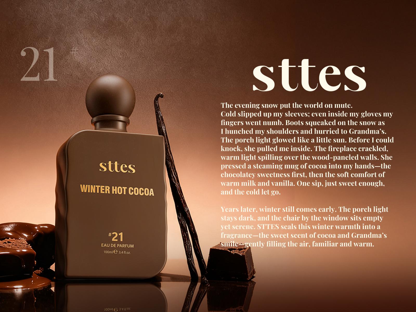 Sttes #21 Winter Hot Cocoa Memories  Perfume for Women - Gourmand Eau de Parfum with Chocolate, Milk & Vanilla, 100ml / 3.4 fl oz