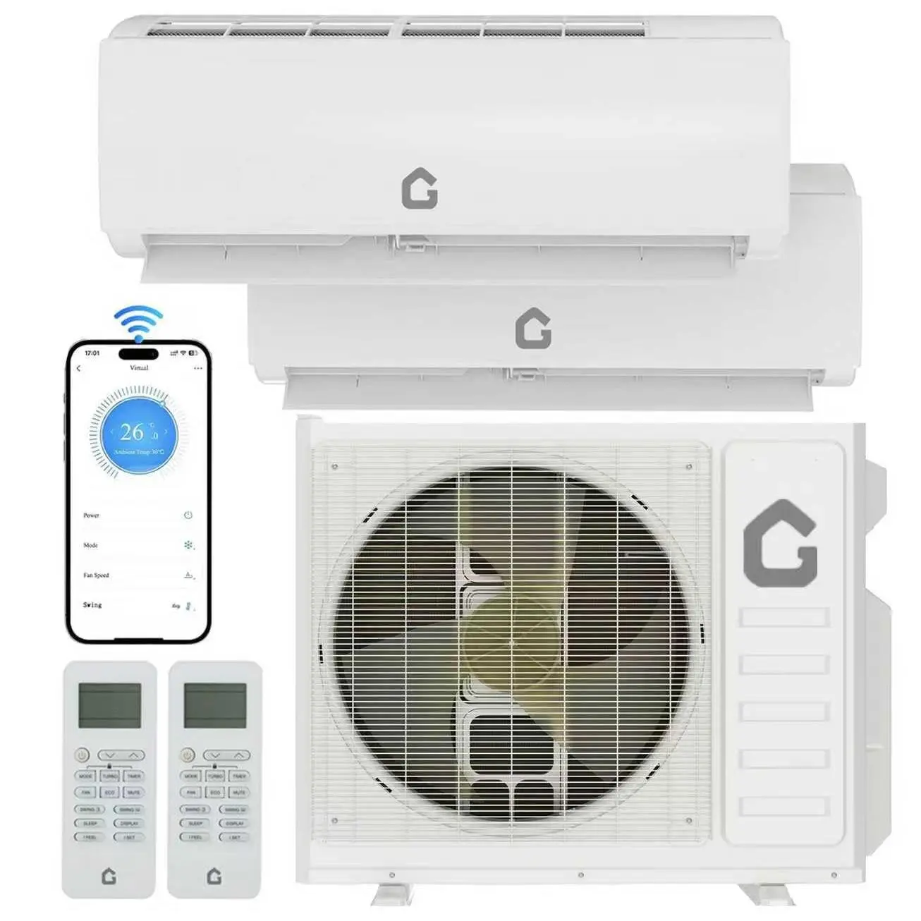 18K BTU Split Air Conditioner and Heater, Dual Zone, 9,000 BTU and 12,000 BTU, SEER2 24, 230V, Sleep Mode,Timer Function, Energy Star Certificated, for Room Up 1200 sq ft