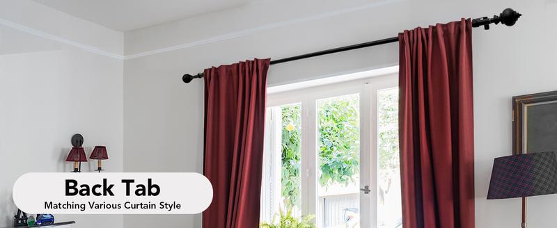 Deconovo Black Curtain Rods for Windows 48 to 84 Inches, Standard Adjustable Decorative Single Window Curtain Rod Set, 3/4 Inch Diameter Steel Tube with Black Finish