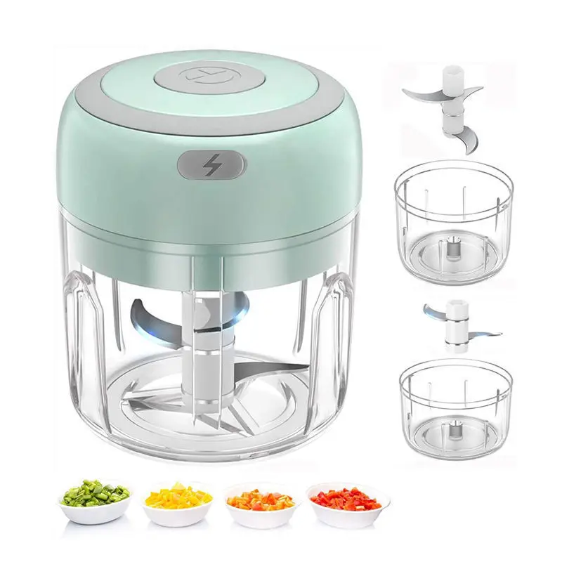 Food Processor for Garlic, Ginger Household Kitchen Appliance food chopper electric onion chopper dicer manual food chopper USB-Rechargeable 250ML Mini Portable Electric Garlic Chopper, Multifunctional Wireless