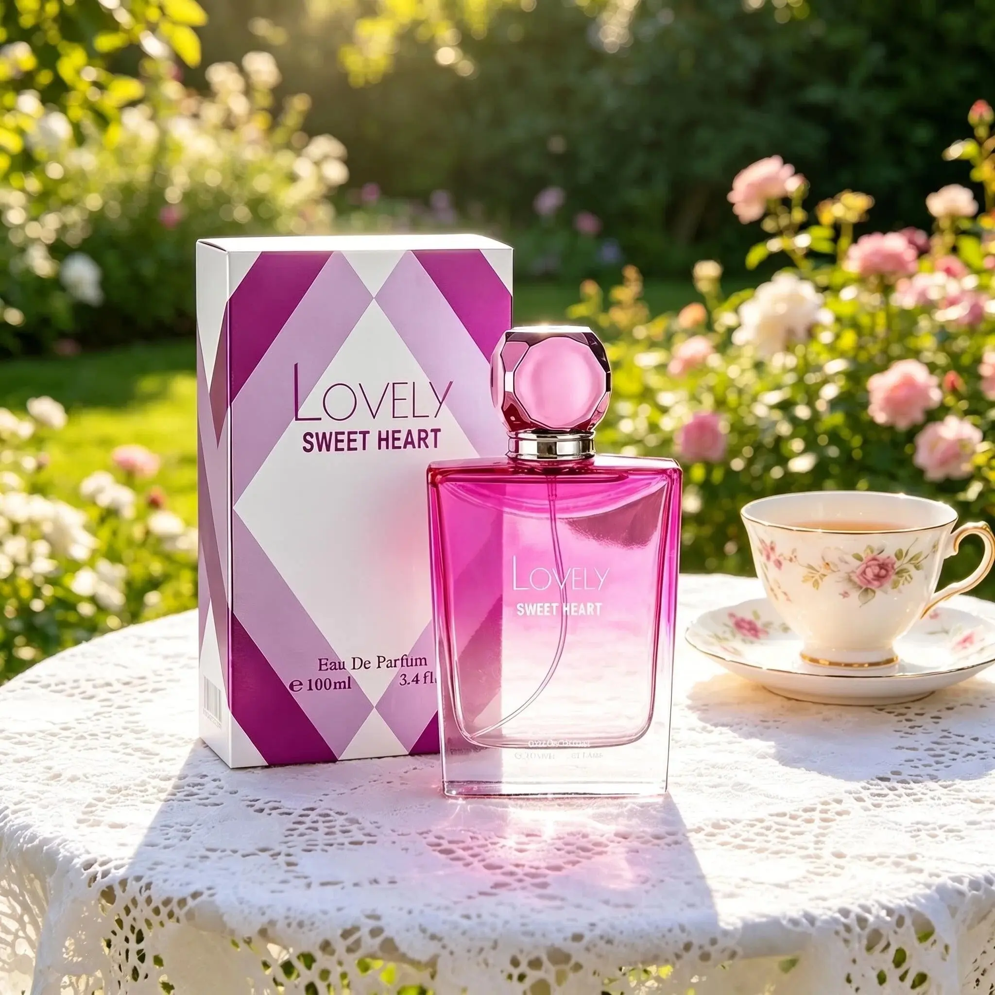 LOVELY SWEET HEART Unisex Eau de Parfum 100ml (3.4 fl.oz) Single Bottle - Sweet Floral Citrus Scent with Lychee Peach, Jasmine, Lily, Warm Amber Musk, Long-Lasting Elegant Cozy Women's Fragrance, Spray on Skin, Ideal Couple Gift