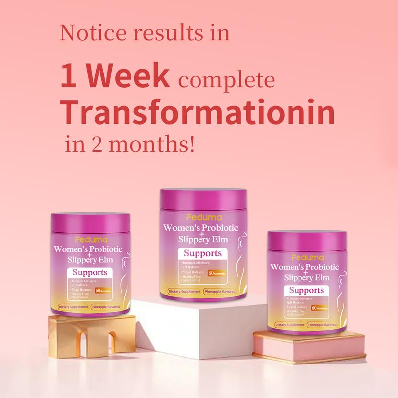 【BUY ONE,GET ONE FREE】Feduma Her Juicy Feminine Probiotics Gummies- All in One Solution with Slippery Elm and Prebiotics&Lactobacillus Probiotic Blend for Women’s pH Balance and Dryness - Hawaiian Pineapple Gummies 120 Count 【BUY ONE,GET ONE FREE】Feduma Her Juicy Feminine Probiotics Gummies- All in One Solution with Slippery Elm and Prebiotics&Lactobacillus Probiotic Blend for Women’s pH Balance and Dryness - Hawaiian Pineapple Gummies 120 Count