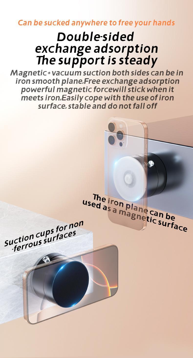 Multi-functional vacuum strong magnetic cell phone holder, 360 ° rotation, suitable for all kinds of cell phones, with magnetic holder, foldable, convenient for multi-scene application