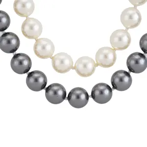 Pre-owned Chanel Classic White & Grey Faux Pearl Necklace ss4651