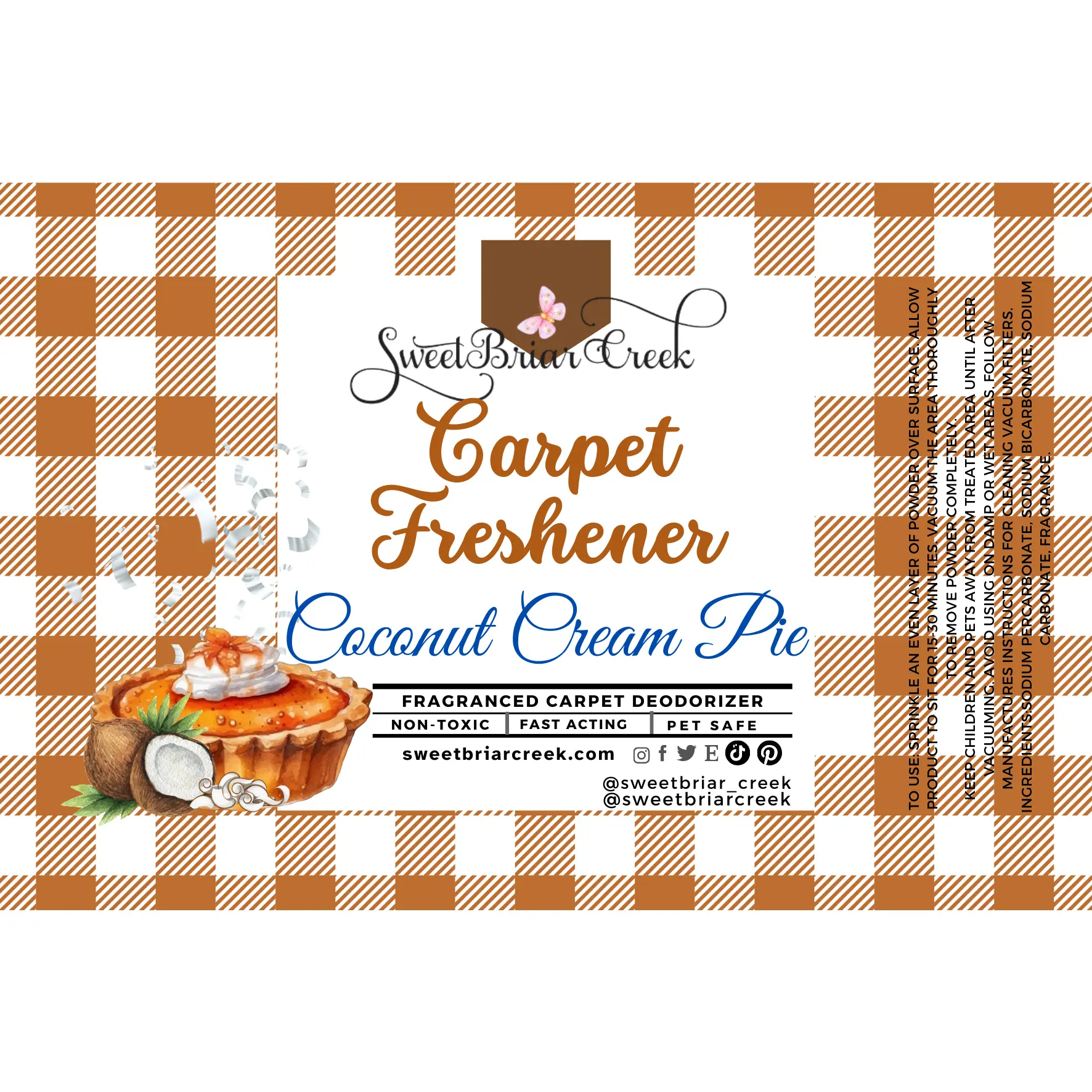 Coconut Cream Pie Carpet Freshener Powder Cleaning Fragrance