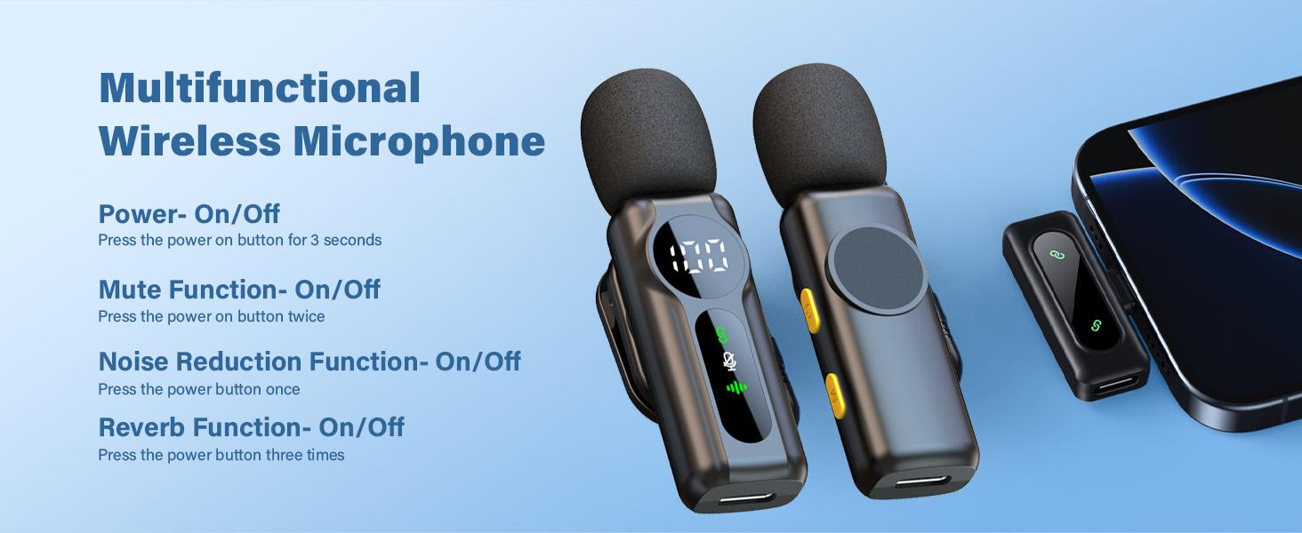 PQRQP Wireless Lavalier Microphone Dual Set-Magnetic Clip Mic Plug & Play Clip-on Mic with Auto Pairing, Magnetic Mount, Noise Cancelling, for iPhone, Android, USB-C Devices, YouTube, Podcast & Video Recording