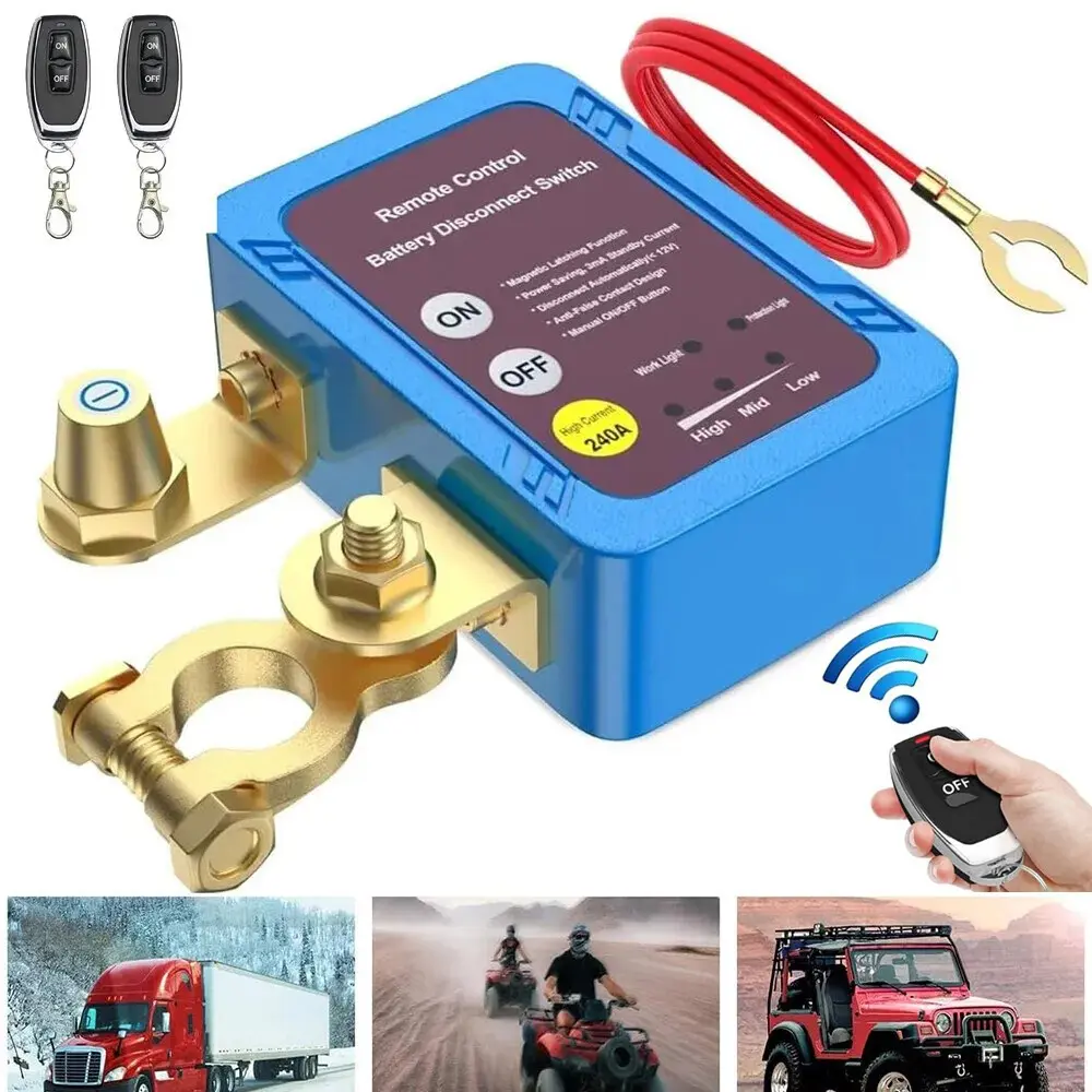 Kill Switch For Car Remote Battery Disconnect Switch 12V 240A Automatic Shut Off Automotive Auto Security Alarm