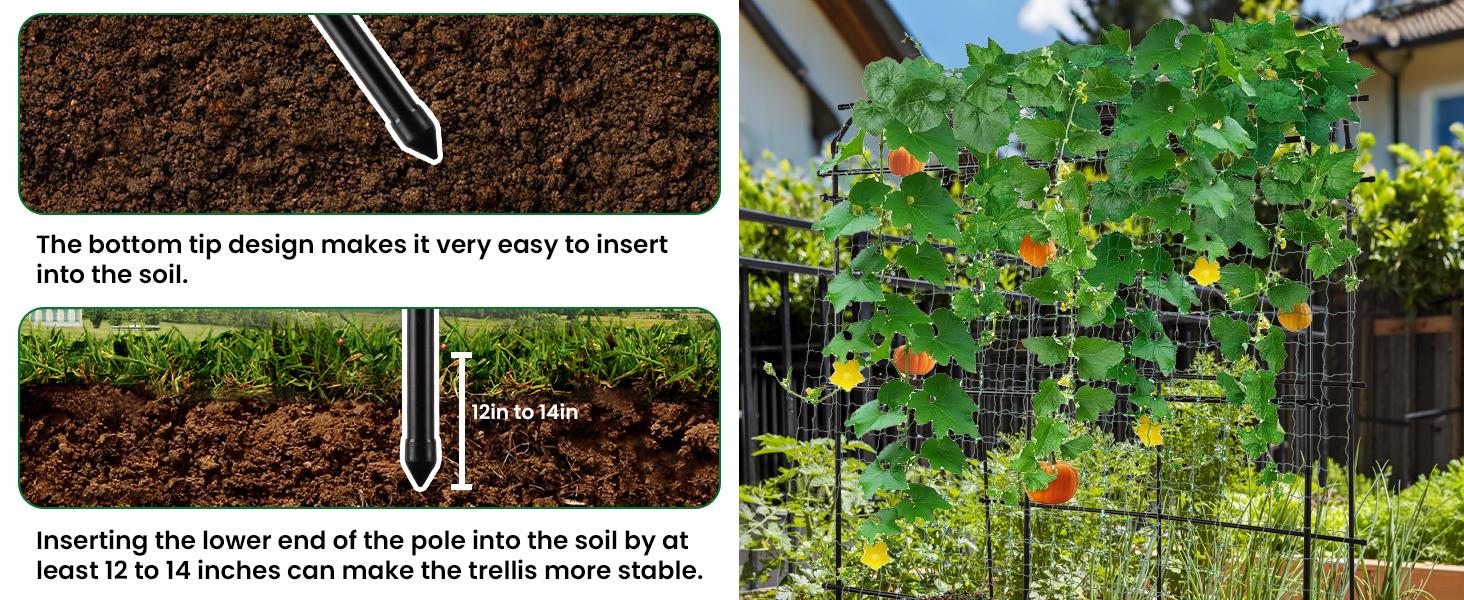 Tall Garden Arch Trellis for Climbing Plants Outdoor, 4/5/7/7.5 ft Tall Polyethylene-Coated Stainless Steel Garden Arch for Climbing Vine Vegetable/Fruit/Flower, Cucumber Trellis for Raised Bed, Black