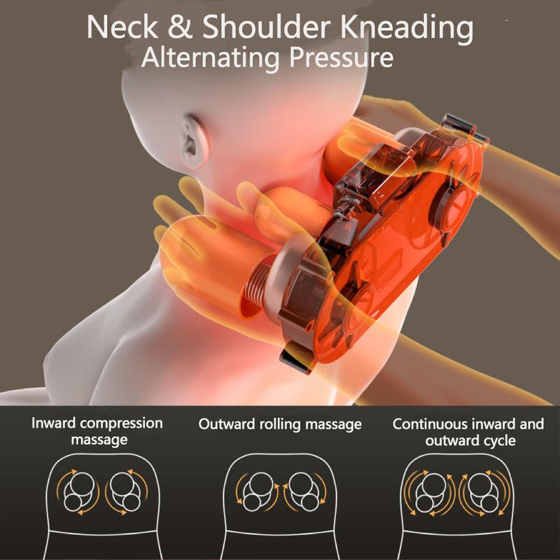 Shiatsu Back Massager with Heat, 3D Kneading Massage Chair Pad, Electric Full Body Seat Cushion for Neck & Shoulder, with Movable Multifunctional Leg & Foot Massager, Fits 62-69 Inches