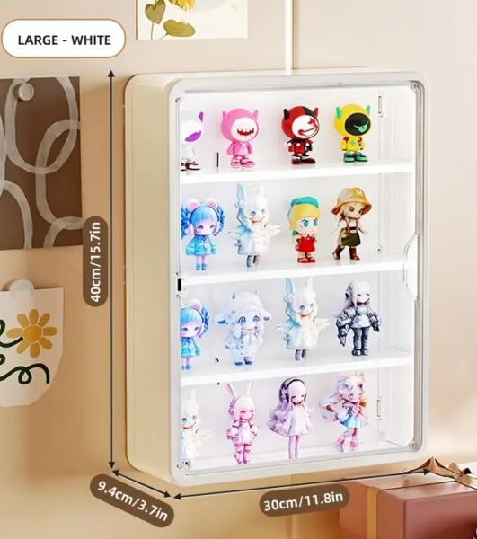 Three-Layer Wall-Mounted Figure Model Storage Display Box Multifunctional Plastic Magnetic Door Opening for Convenient Storage and Display