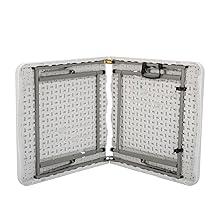 VINGLI 4 FT Plastic Folding Camping Table,3-Level Adjustable Height, Portable in/Outdoor Party Picnic Dining Desk,Off-White Garden Soccer Multipurpose Entertaining Activities, Black,White