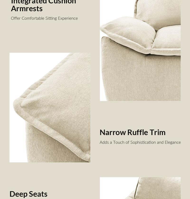 Hulala Anorea Effortless Mobility and Boneless Sofa, Modern Design with Elegant Details, Comfortable All-Foam Construction, Compressed Packaging