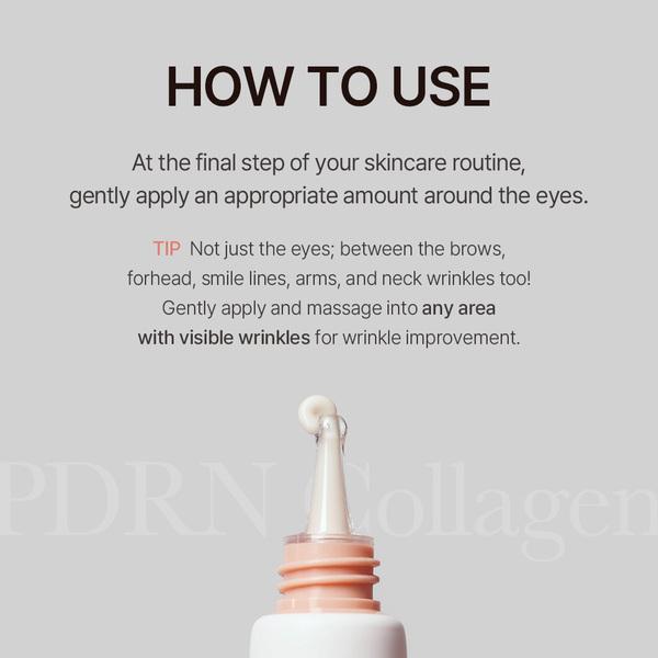 [New] PDRN Collagen Eye Serum 0.68 Fl. Oz / 20ml Under Cream for Eye Bags Peptide Hydrating Lightweight dropper Korean Glass Skin Care