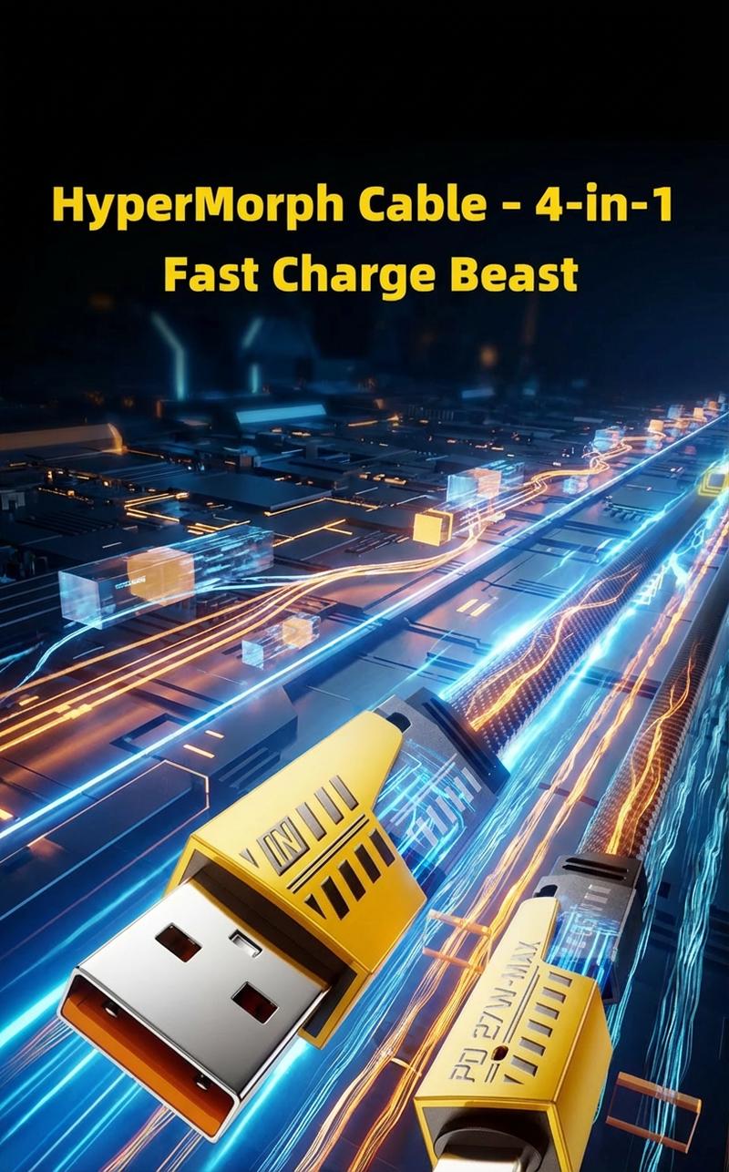 [ BUY 1 Get 1 Free ] 5ft Fast Charging super Cable 4 in 1 with USB A Type C Lightning for iPhone17&Samsung Laptops Charger Braided Data Cable Lengths for Gaming Office Car Travel Compatible