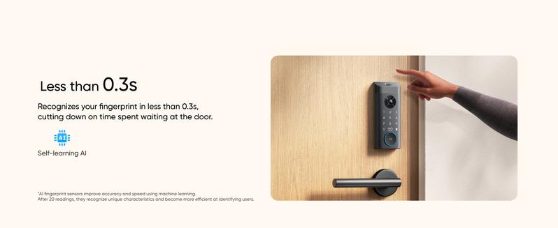 eufy Security Video Smart Lock E330, 3-in-1 Camera+Doorbell+Fingerprint Keyless Entry Door Lock, WiFi Door Lock,App Remote Control,2K HD,Doorbell Camera,No Monthly Fee｜Spingtok