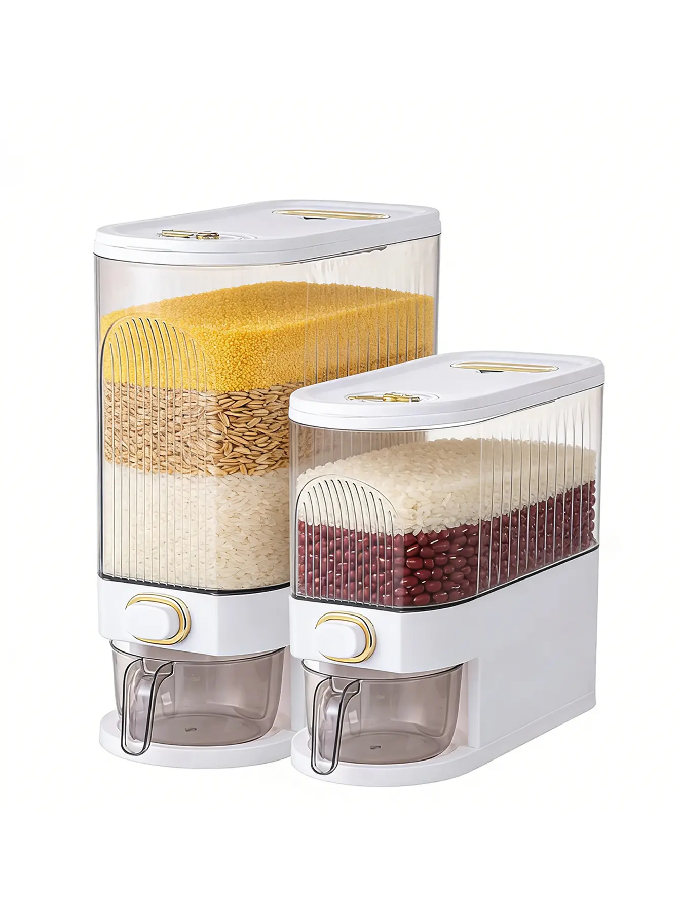 Mother's Day Gift | 5kg/10kg Clear Rice Dispenser | Large Airtight Cereal Container with Lid, Time Scale & Measuring Cup | Moisture-Proof Food Storage for Rice, Corn, Coffee Beans, Grains, Soybeans & Oatmeal | Home Kitchen Organizer