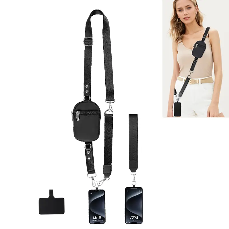 Adjustable Phone Lanyard Crossbody Strap with Wallet, Clip and Go Strap for Phone and Wallet, Compatible with All Phones, Perfect for Travel, Running, Shopping, Mother's Day Gift