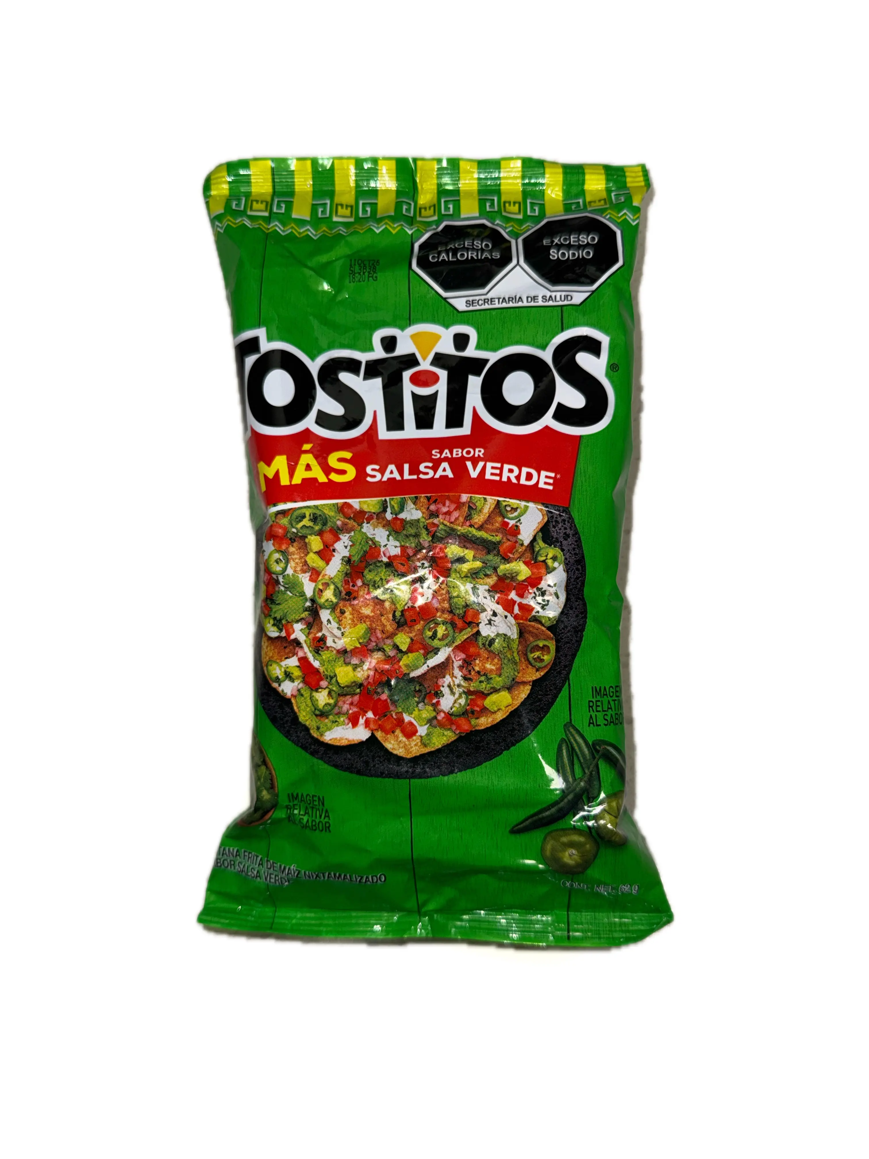 Tostitos Salsa Verde (Small Bag) Flavored Corn Tortilla Chips, Mexican Import, 62 g (2.19 oz)