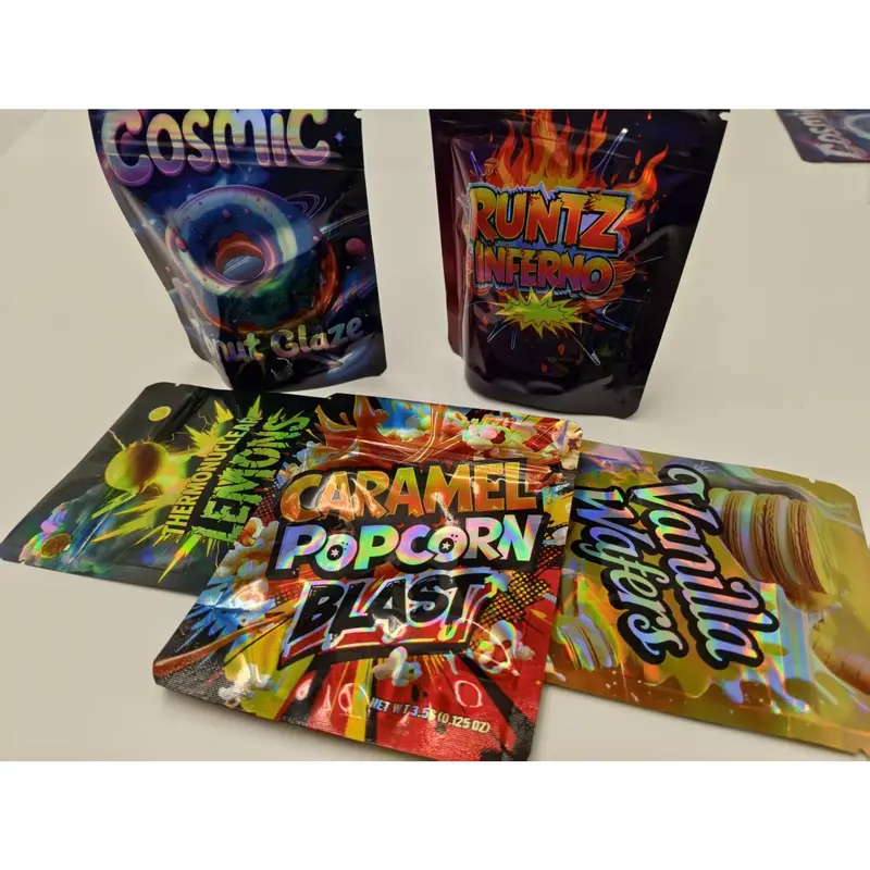 100pcs 3.5g Mylar Bags |     Exotic, Gift, Storage, Ziplock, Party Packs, Zipper, Resealable Bags |     Suitable for Christmas, Halloween, Event Party |     Style 96, Made of Polypropylene