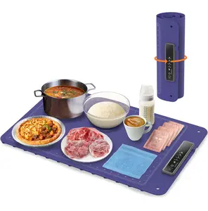 ISUNMEA Warming Mat for Food, Electric Warm Tray, Full Surface Heating Food Warmer, 4 Temperature Levels, 5 Hours Auto Shut-Off Function, for defrosting, Buffets, Parties, Holidays and Everyday Use, Blue
