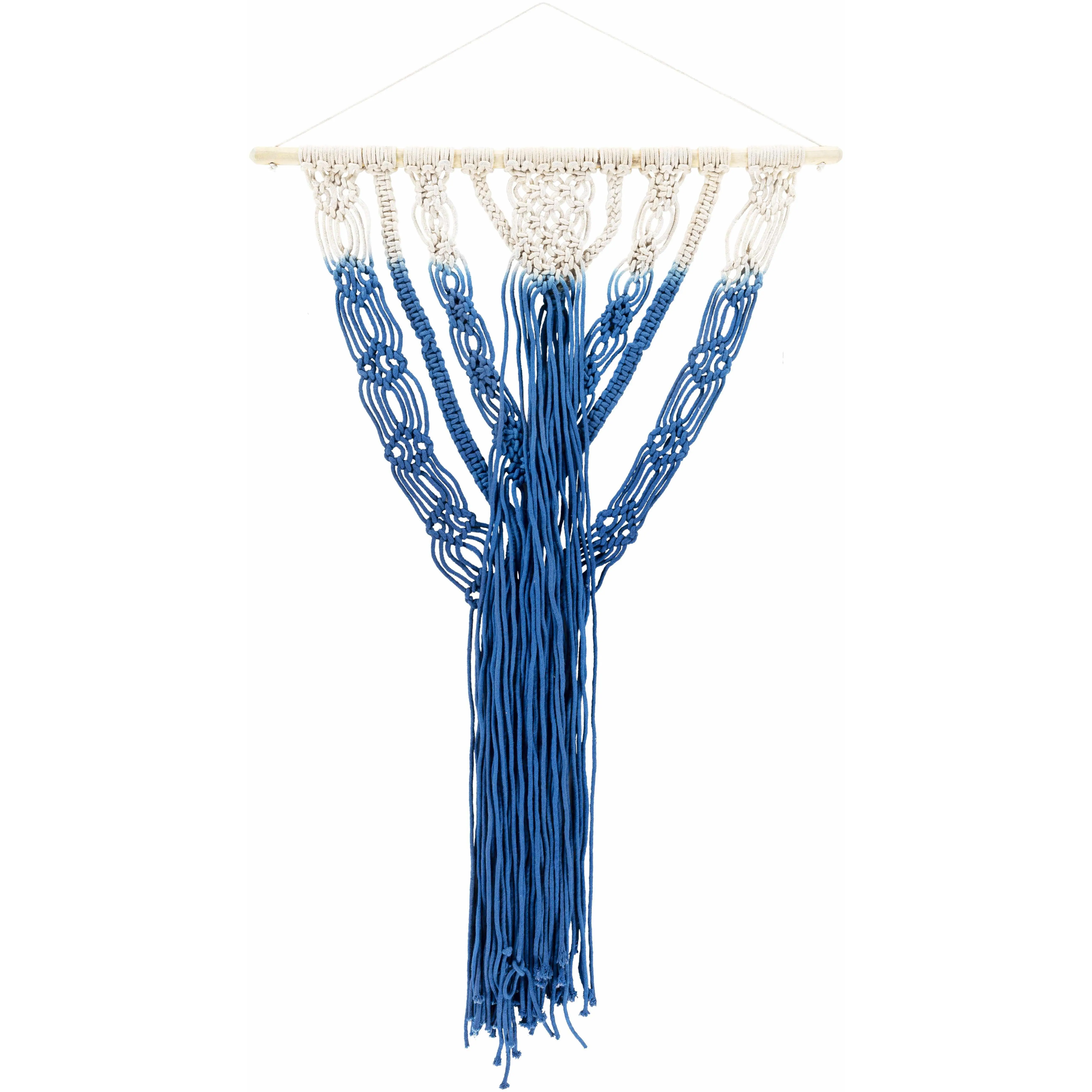 Modern Cream-Blue 1-Piece Macrame Wall Hanging Decor, Home Inspo Room Art for Bedroom Home Supplies, One-Piece