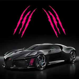 (M79) Monster Decals - 2 pcs Premium Vinyl Car Stickers, Monster Claw Scratch Stripe Stickers for Sports Cars, SUV Pickup Truck Window Motorcycles - Unique Design - Hot Pink