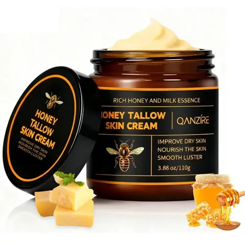 QANZIRE Honey Tallow Skin Cream – Natural Moisturizer for Soft, Smooth, and Radiant Skin Body Care Moisture 3.88 oz, Mother's Day Gifts