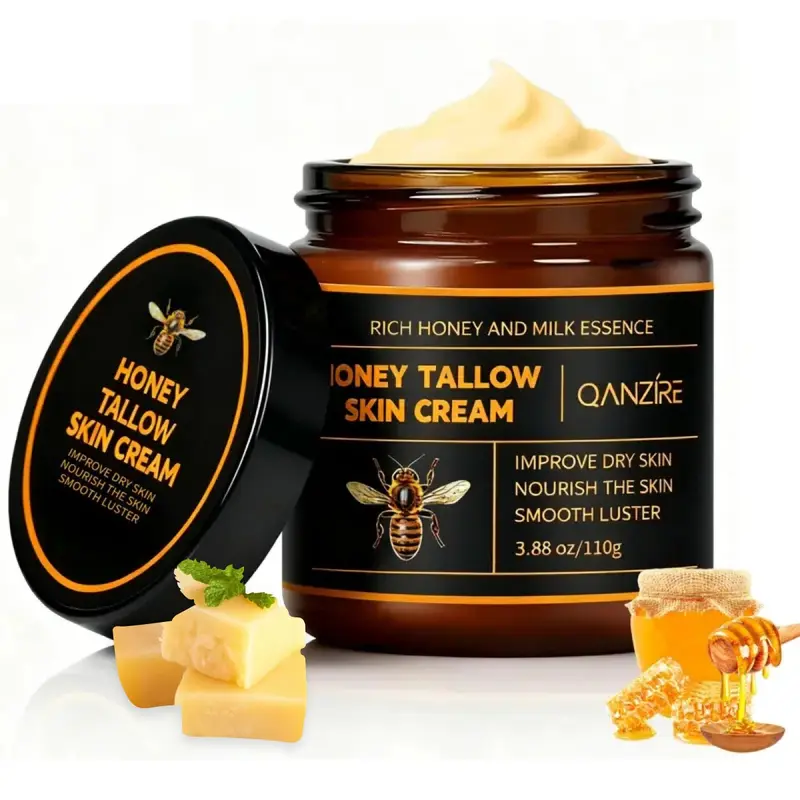 QANZIRE Honey Tallow Skin Cream – Natural Moisturizer for Soft, Smooth, and Radiant Skin Body Care Moisture 3.88 oz, Mother's Day Gifts