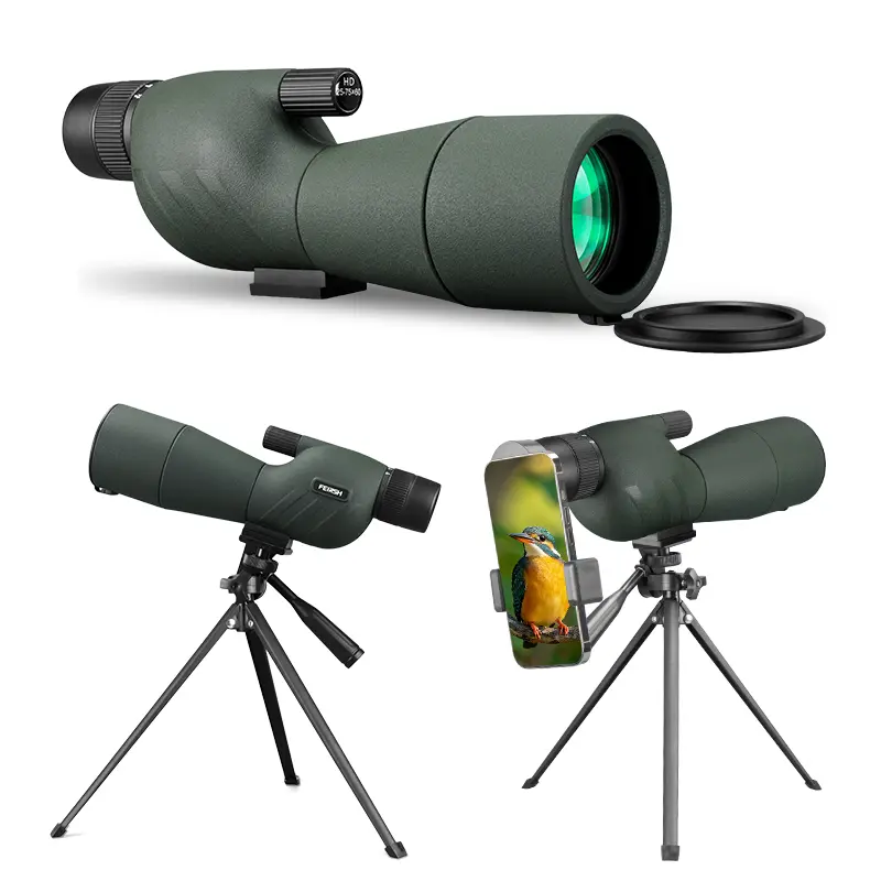 60mm high-definition zoom monocular with high magnification (up to 75x), ideal for birdwatching, wildlife observation, target shooting, beginners, and general observation. Includes a tripod and smartphone adapter.