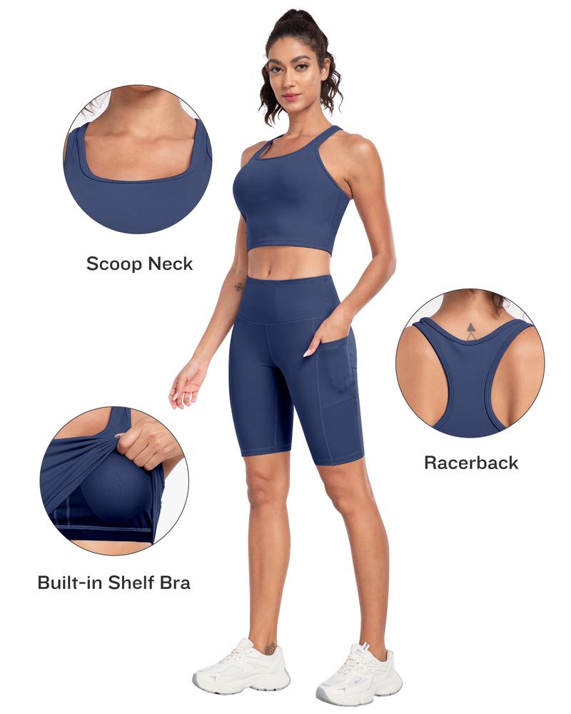 【Free 3-Day Shipping】2026 New 2-Piece Workout Set Racerback Longline Sports Bra & Mult-Pockets Biker Shorts Comfortable Breathable for Everyday Wear Fitness Running Training Sportswear Spring Autumn - Sporty Casual Seamless 【Free 3-Day Shipping】2026 New 2-Piece Workout Set Racerback Longline Sports Bra & Mult-Pockets Biker Shorts Comfortable Breathable for Everyday Wear Fitness Running Training Sportswear Spring Autumn - Sporty Casual Seamless