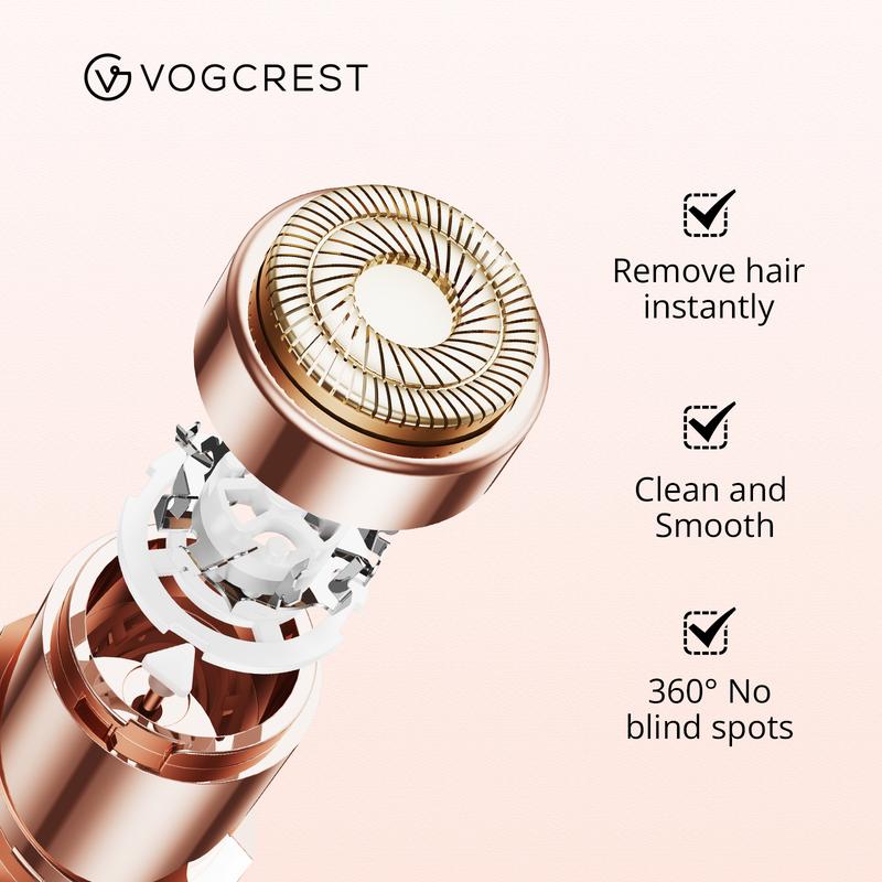 VG VOGCREST Eyebrow Facial Trimmer: 2 in 1 Rechargeable Facial Hair Removal and Eyebrow Shaver - Face Lips Body Painless Facial Razor with Built-in LED Light