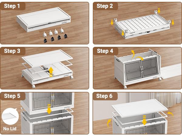 Broview 360Qt Large Storage Bins with Lid, 90Gal Stackable Closet Organizer and Storage Drawer, Collapsible Storage Box with Wheels, Plastic Clothes Storage Cabinet Containers for Home Organization, Black/White