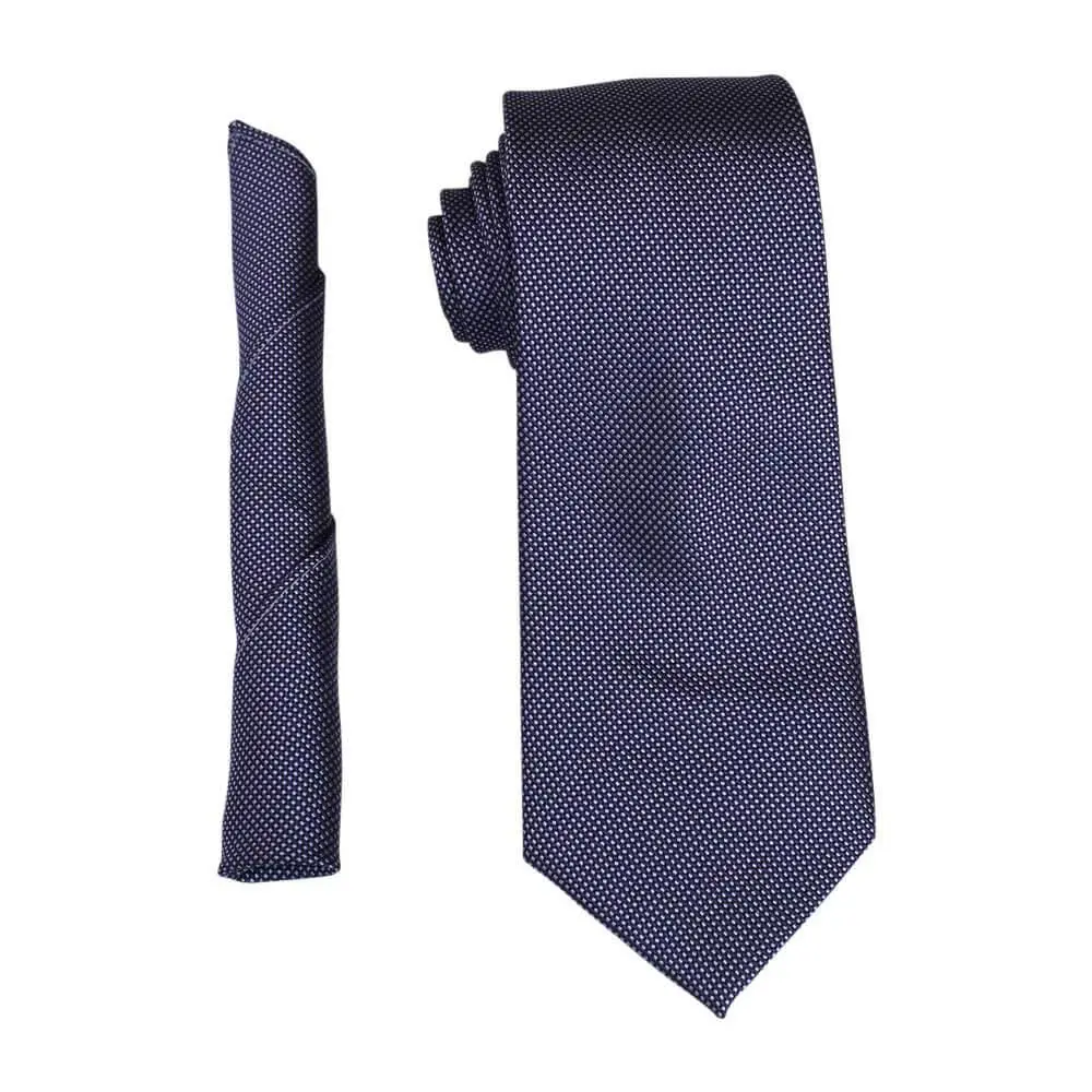 AZAR Mens Modern Designed Neck Tie & Hanky Pocket Square Set Medium Width 7CM (Purple Lavender Dotted)