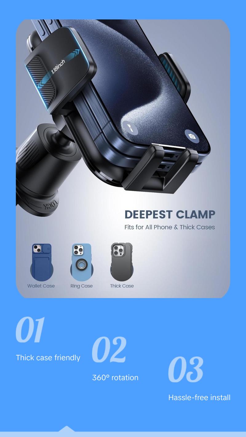 2025 Wider Clamp & Metal Hook Car Phone Holder Vent [Thick Cases Friendly] Phone Holders for Your Car Mount Automobile Hands Free Cradle Air Vent for iPhone 16 15 14 13 Pro Max Smartphone