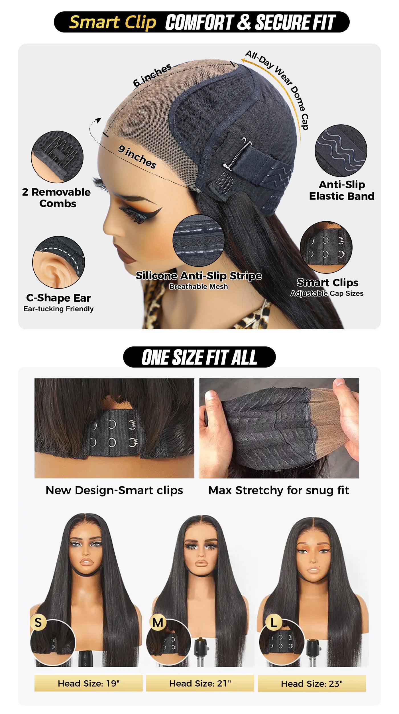 OQ Hair Highlight Balayage Color Body Wave Wig 200% Density Middle Part Wear Go T Part Lace Pre Plucked Human Hair Wigs With Smart Clips