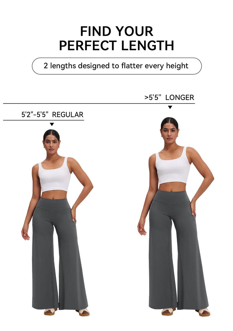 OQQ Women’s  High-Waist Wide Leg Casual Yoga Pants – Stretchy & Workout Casual Trousers With Pockets Trousers
