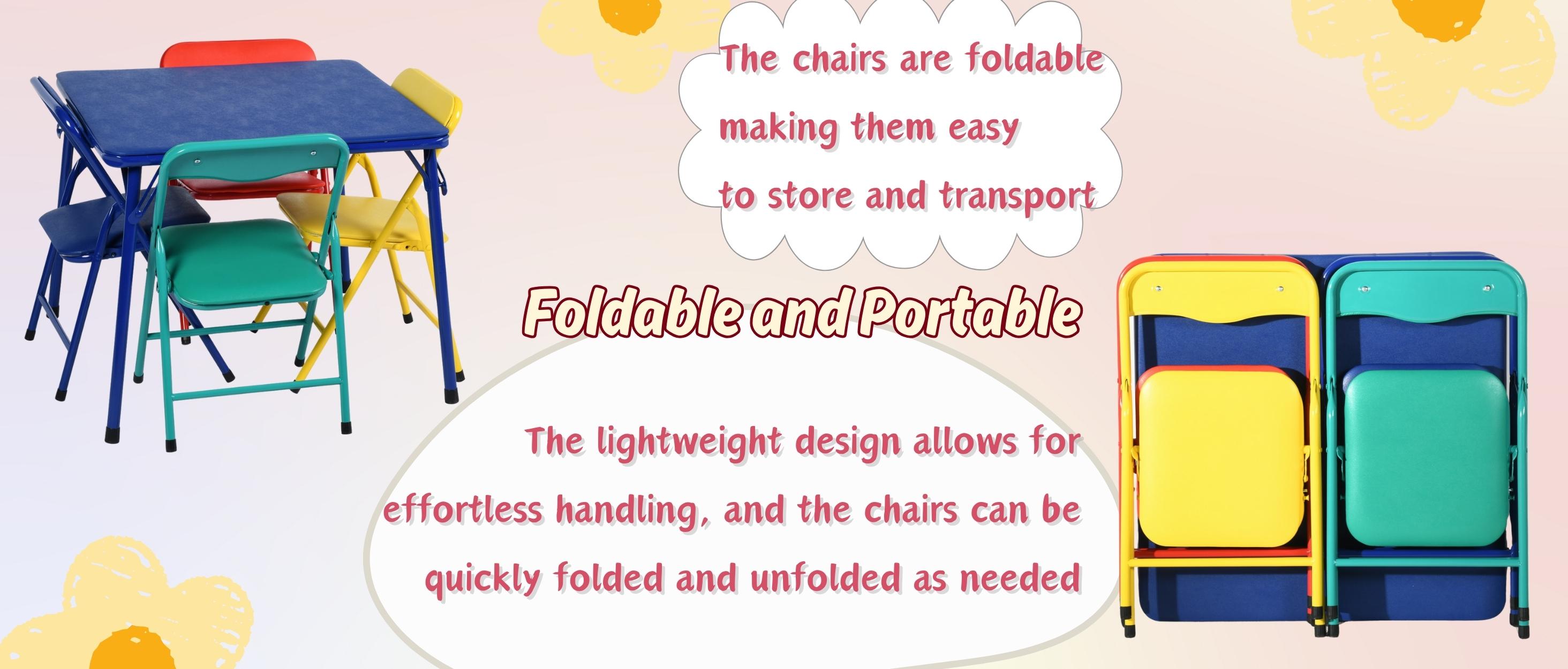 【Deals For You Days】Homy Casa Kids 5-Piece Folding Activity Table and Chair Set - Lightweight, Multi-Color, Perfect for Playrooms& Home Use Furniture Storage