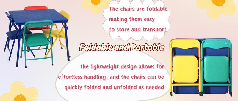 【Deals For You Days】Homy Casa Kids 5-Piece Folding Activity Table and Chair Set - Lightweight, Multi-Color, Perfect for Playrooms& Home Use Furniture Storage 【Deals For You Days】Homy Casa Kids 5-Piece Folding Activity Table and Chair Set - Lightweight, Multi-Color, Perfect for Playrooms& Home Use Furniture Storage