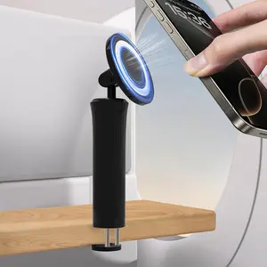 This 360° rotatable magnetic phone stand for desktop is compatible with MagSafe. It features an adjustable length and is suitable for iPhone 16 Pro Max, 15 Pro Max, 14 Plus, 13 Mini, as well as 4-7 inch phones.