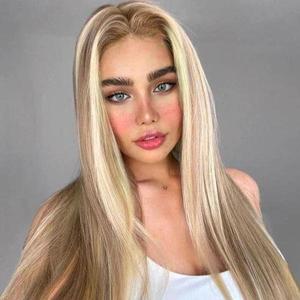 Ashimary Blonde Balayage on Brown Silk Straight 13x6 Transparent Lace Frontal Wig Human Hair High Density