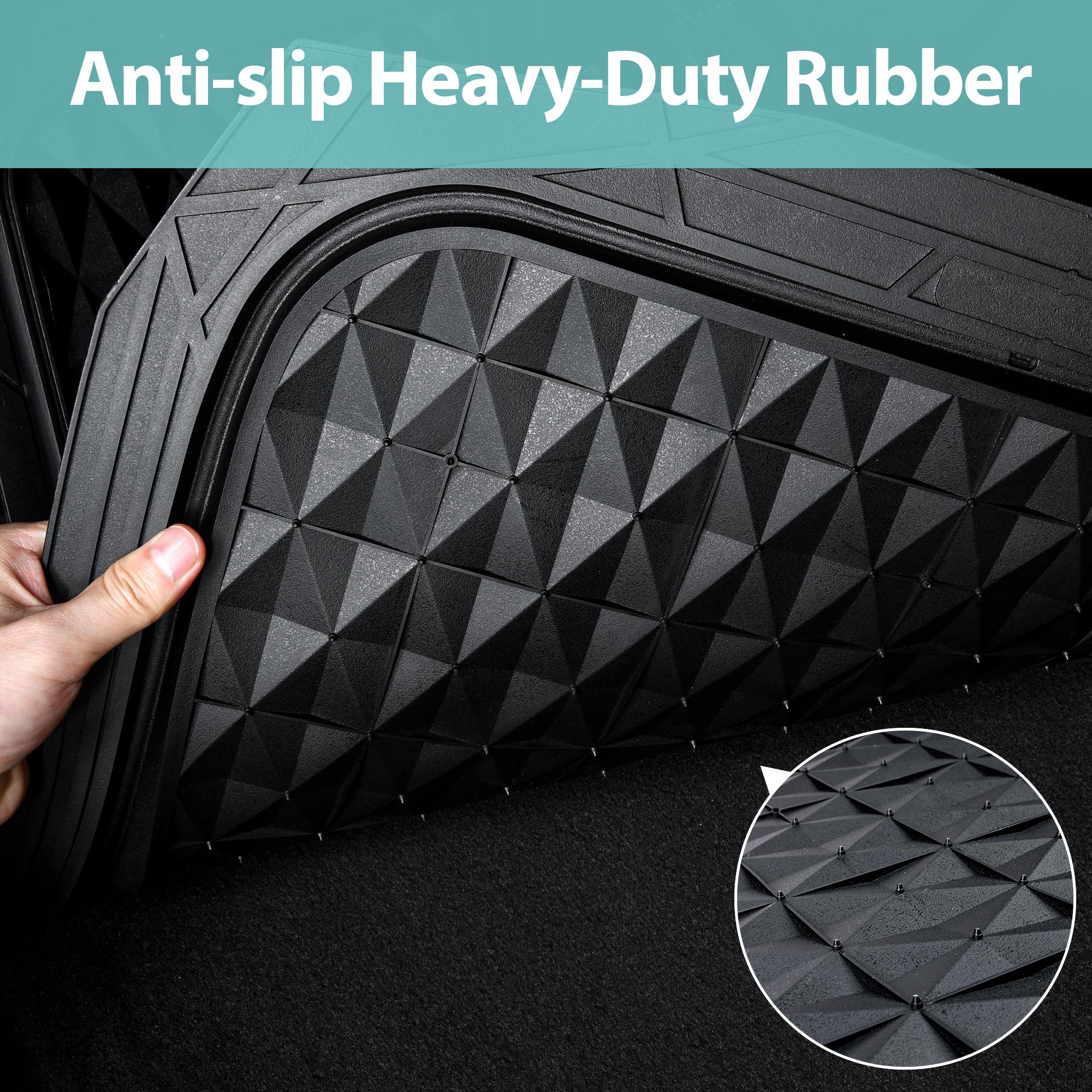 CAR PASS 3pcs Heavy Duty Rubber Car Mats, Deep Dish All-Weather Floor Mat for Car Full Set Durable Anti-Slip 3D Rhombus Waterproof Trim to fit Liner Universal Fit Automotive,Sedan,SUV,Truck Vehicle Carbon