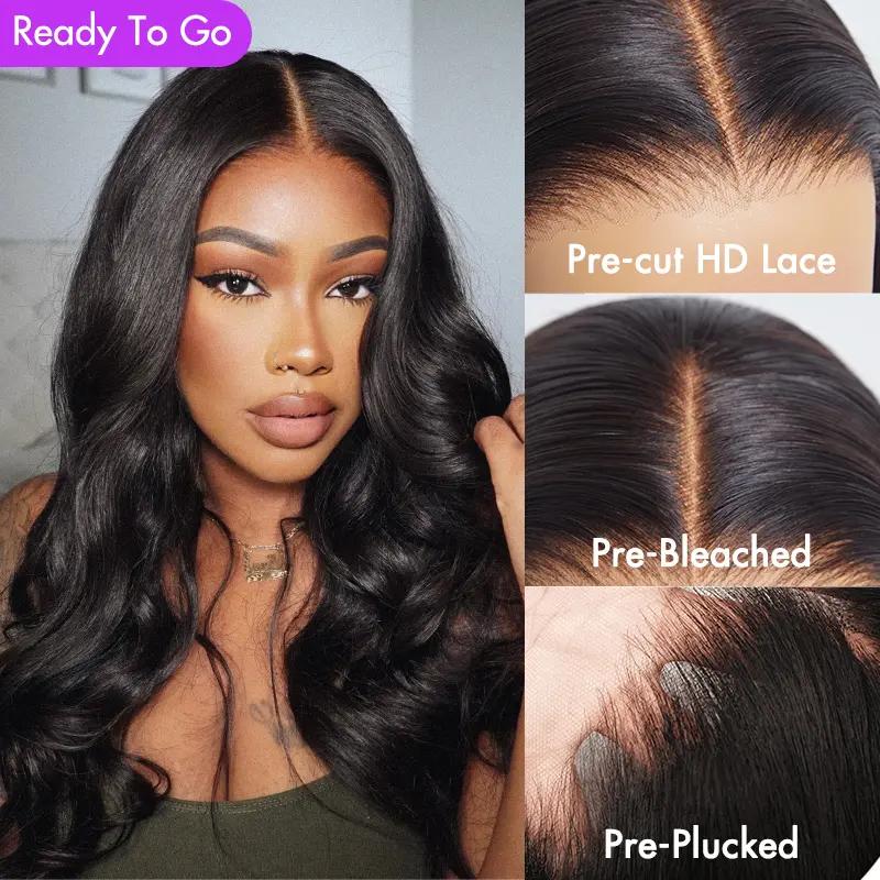 Luvme 100% Human Hair 13x6 13x4 Ear-to-ear HD Lace Front Wig – Pre-Everything Shake & Go Flexi-Fit Drawstring Hold Curls Body Wave 200%-250% Density
