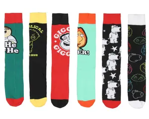 Family Guy Crew Socks, Family Guy Cartoon Peter Griffin Lois Stewie Crew Socks For Men Women 6 Pack