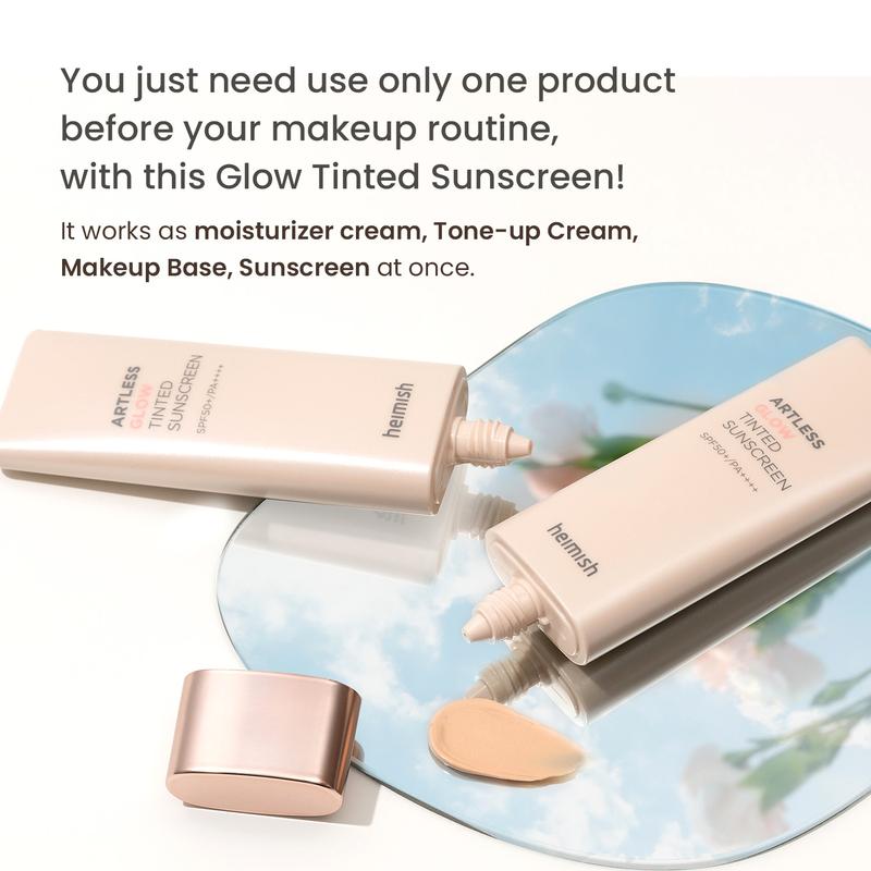 [Heimish] Artless Glow Tinted Sunscreen SPF50+ PA+++ 40ml, Multipurpose Makeup Base, Primer, Highlighter, Lightweight, Non-greasy, Hydrating, Natural Finish with Shine Beige