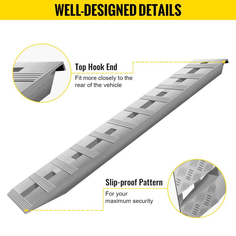 VEVOR 60'' X 12'' X 2.5''Aluminum Trailer Ramps 6000LBS Total Beavertail Hook End 1 Pair 2 Ramps