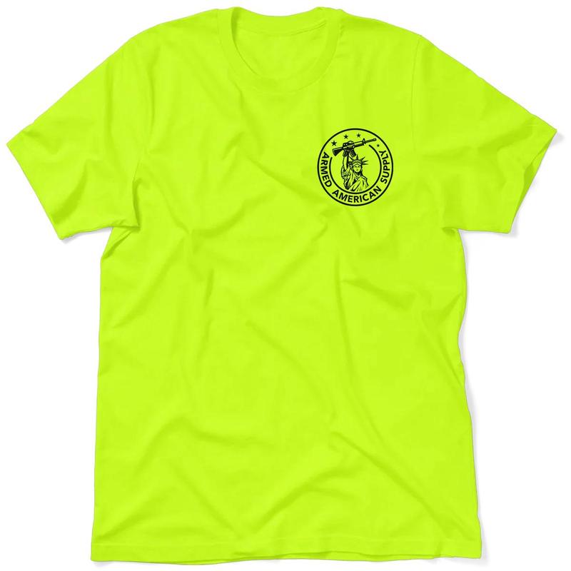 Crayons - Hi Visibility Safety Yellow Work T-Shirt Jersey Menswear apparel | Graphic Vintage tees Top Collar